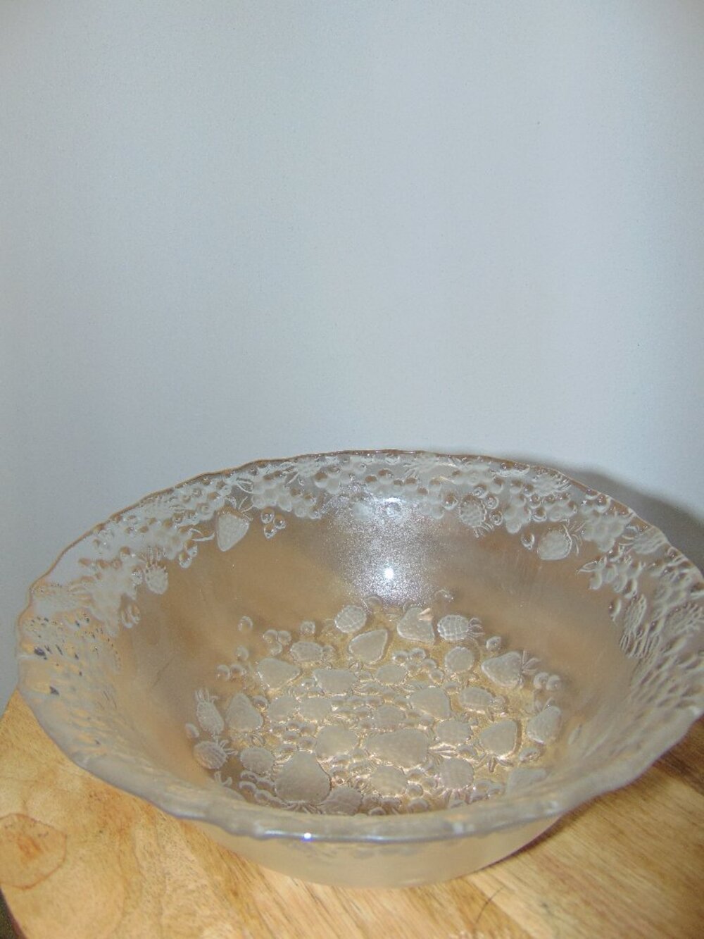 Vintage Mikasa Strawberry Fare Clear + Frosted Glass Bowl